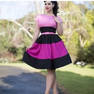Pinup COUTURE black Pink Valentine's Dress Size XL